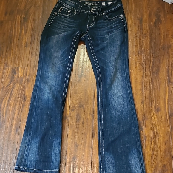 Miss Me Dark Blue Boot Cut Jeans with Silver Embellishments - Picture 8 of 8